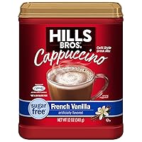 Hills Bros Instant Sugar-Free Decadent Cappuccino Mix, Easy To Use, Enjoy Coffeehouse Flavor From Home-Frothy, With 0% Sugar And 8g Of Carbs, French Vanilla, 12 Oz