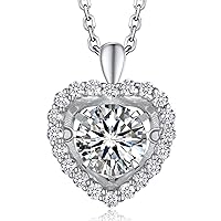 Heart Necklace Gift for Women, Sparkling Gift for Her, 1Carat Moissanite Heart Pendent for Girls, 925 Sterling Silver Dance Necklace for Anniversary Mother's Day Valentines Gift