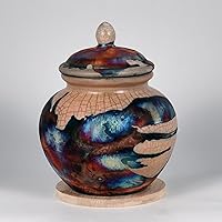 Tamashii Ceramic Half Copper Matte Urn for Pet Remains/Ashes S/N80000114 - Raku Pottery 85 Cubic inches Unique Handmade Cremation Vessel