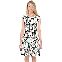 PattyCandy Women's Sexy Holiday Capsleeve Midi Dress Playing Cards Casino Jackpots & Autumn Leaves Unique Outfit