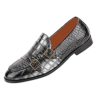 Men's Dress Loafer Shoes Double Monk Strap Slip On Loafers Formal Business Casual Dress Shoes for Men