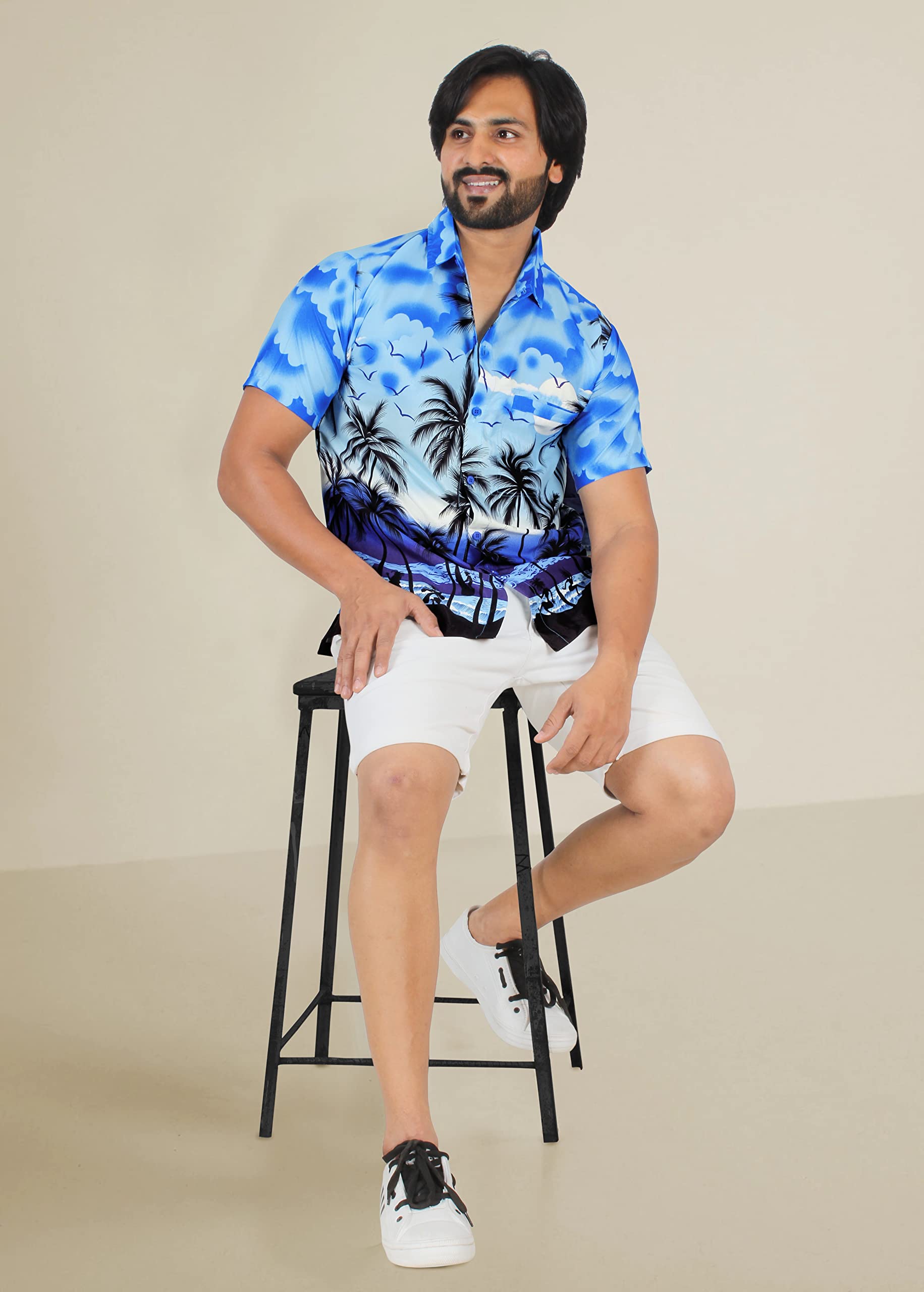 LA LEELA Men's Holiday Tropical Party Aloha Shirts Short Sleeve Button Down Beach Hawaiian Shirt for Men