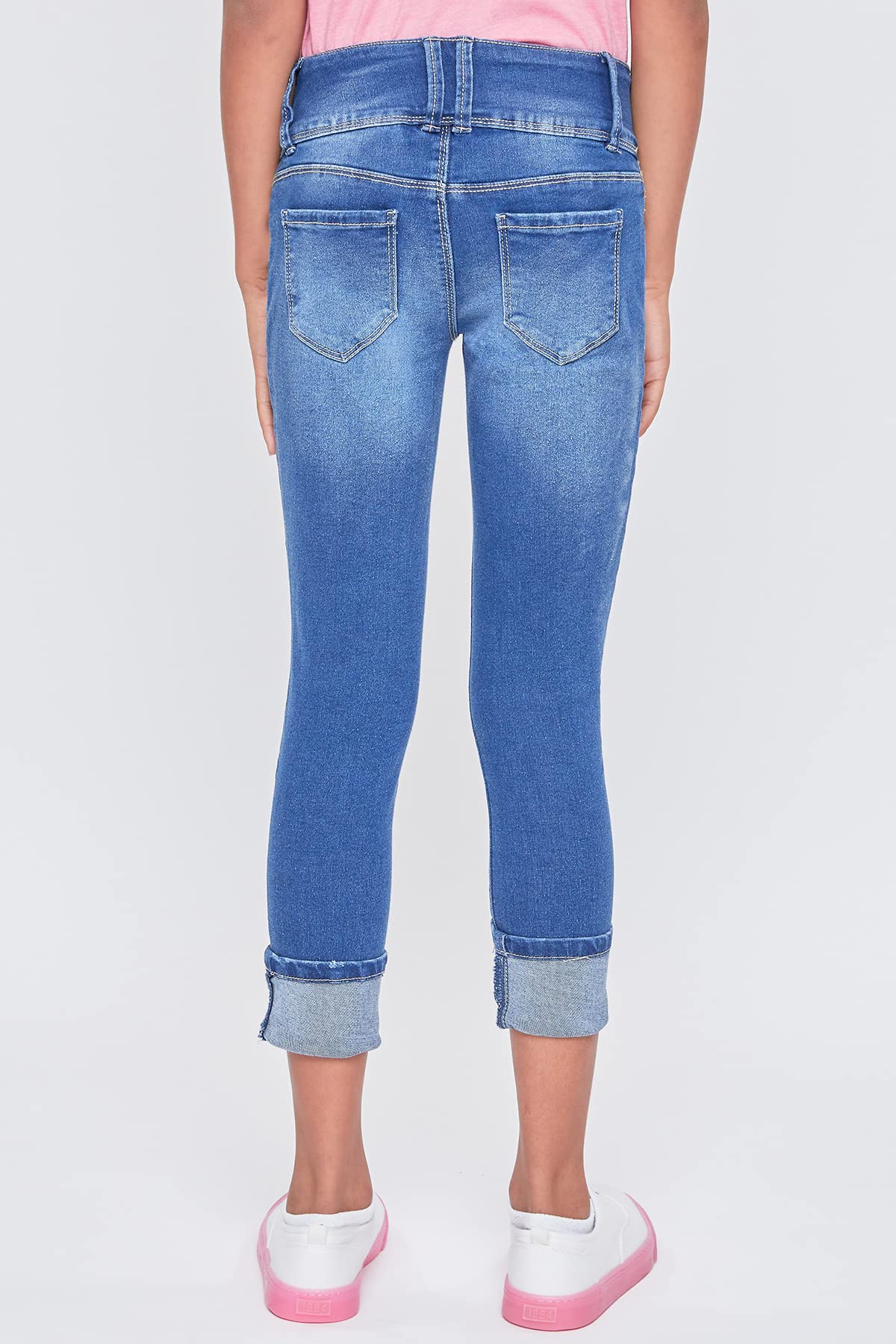 YMI Girls Basic 3 Button Wide Cuff Skinny Jean