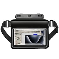 JOTO Waterproof Fanny Pack with Waist Strap, Floating Large Waterproof Phone Pouch Dry Bag for iPhone 15 14 13 Pro Max, Galaxy S24 S23 Ultra and Valuables, Snorkeling Boating Beach Essential -Black