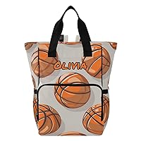 Basketball Custom Diaper Bag Backpack Personalized Large Baby Bag for Boys Girls Toddler Multifunction Maternity Travel Back Pack for Mom Dad with Stroller Straps