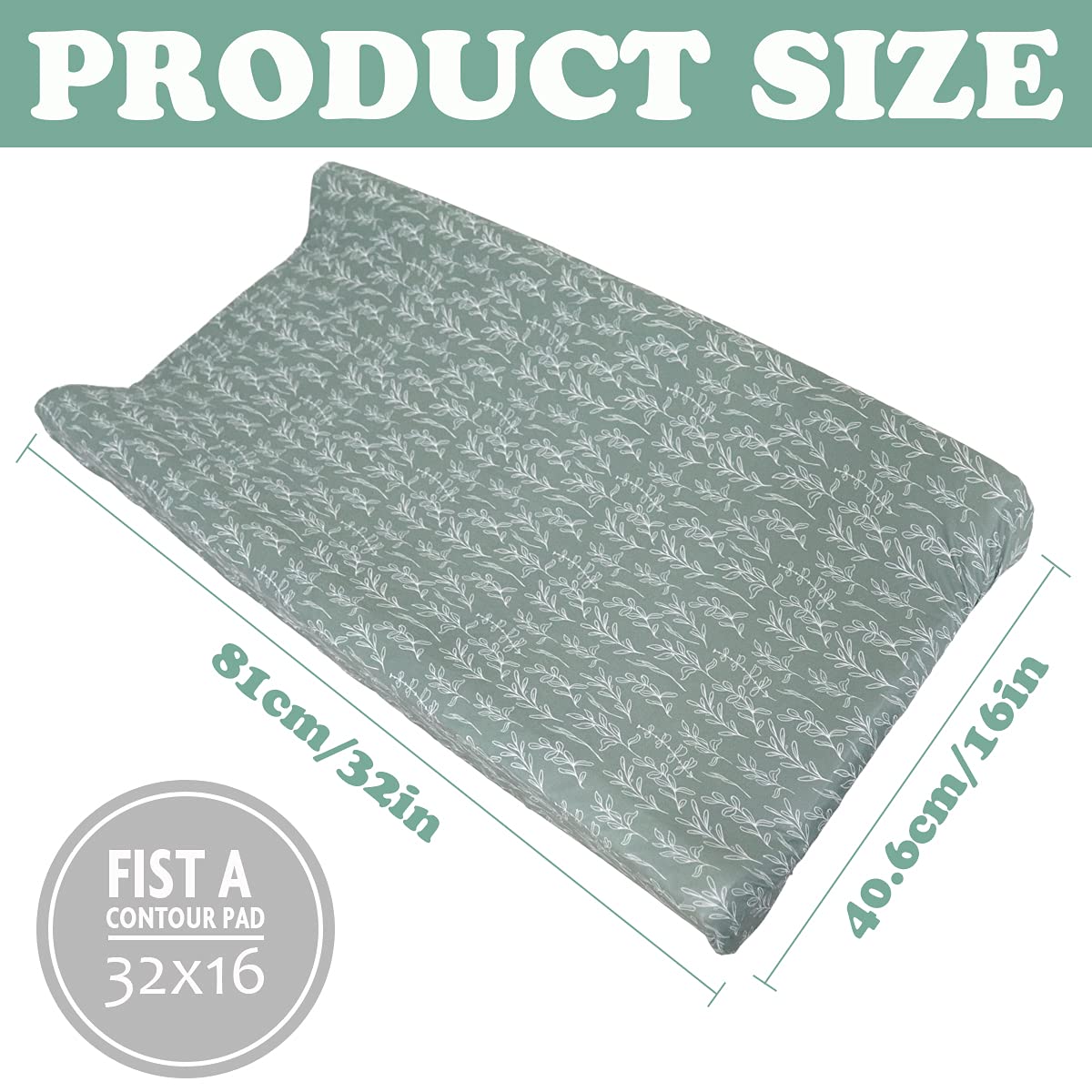 HNHUAMING Green Sage Nursing Pillow Cover, Baby Diaper Changing Pad Cover Cradle Mattress Sheets,Crib Sheet