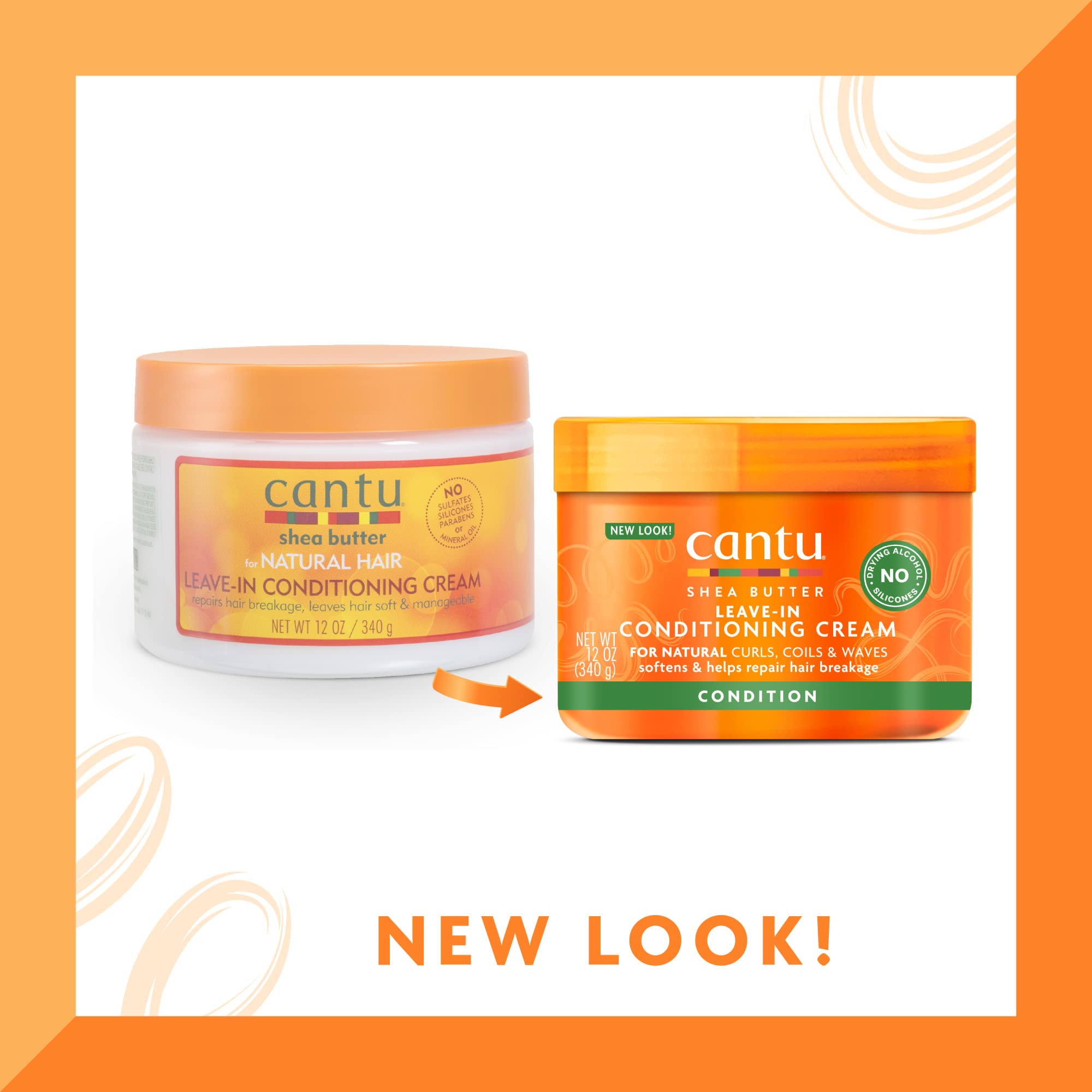 Cantu Leave-In Conditioning Cream for Natural Hair with Pure Shea Butter, 12 oz (Pack of 2) (Packaging May Vary)