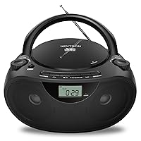 Portable CD Boombox with Bluetooth, USB, Radio, and Bass Boost - Black