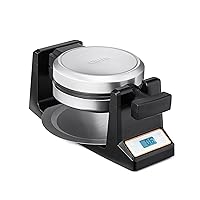 CRUX Rotating Belgian Waffle Maker with Deep Nonstick PFOA Free Plates, Digital Keto Chaffles Iron with LCD Display, Browning Control and Cord Storage, Stainless Steel