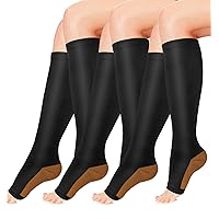 Copper Compression Socks for Women & Men Open Toe 15-20mmHg is Best Support for Circulation Recovery and All Day Wear