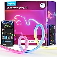 Govee Neon Lights, RGBIC Neon Rope Light 2 Works with Matter, Alexa, Google Assistant, Custom DIY Neon Strip Lights for Bedroom and Wall Decor, Shape Mapping, Softer Material, 16.4ft, White