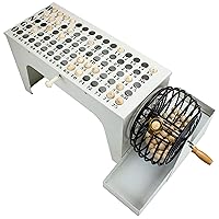 EZ-Reset Professional Steel Tabletop Bingo with 75 Carved Wooden Balls, Cage, and Masterboard