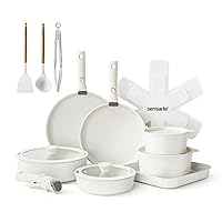 SENSARTE 23 Piece Pots and Pans Set, Nonstick Detachable Handle Cookware, Induction Kitchen Cookware Set with Removable Handle, Healthy Non Stick RV Cookware, Dishwasher ＆ Oven Safe, PFOA Free (White)