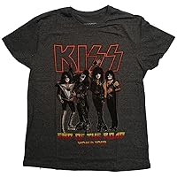 KISS T Shirt End of The Road Tour Band Logo Official Mens Brindle Black Size XS