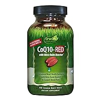 Irwin Naturals CoQ10-RED with Nitric Oxide Booster & MCTs - Advanced Heart Health Formula Supports Healthy Blood Flow & Energy Production - High Absorption Antioxidant Protection - 60 Liquid Softgels