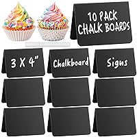 10 Pack Mini Chalkboard Signs for Food, ALOTCHE Tabletop Chalkboard Sign V-Shaped Rustic Buffet Labels Table Signs for Weddings, Birthday Parties, Message Board Signs, Bakery and Retail