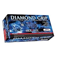 Diamond Grip MF-300 Disposable Latex Gloves for Automotive, Machinery Industries - Small, Natural Clear (Box of 100)
