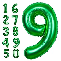 40 Inch Giant Green Number 9 Balloon, Helium Mylar Foil Number Balloons for Birthday Party, 9th Birthday Decorations for Kids, Anniversary Party Decorations Supplies (Green Number 9)
