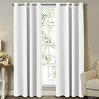 Room Darkening Curtain Panels Pure White Curtains Window Treatment Energy Saving Thermal Insulated Solid Grommet Room Darkening Drapes for Bedroom/Nursery, Pure White, 2 Panels, 52 in x 84 in (W x L)