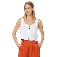 Madewell Women's Scoopneck Crop Tank in Stripe 100% Linen