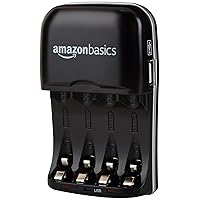 Amazon Basics Battery Charger for AA & AAA Nickel-Metal Hydride batteries (Ni-MH) With USB Port, Black