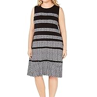 Michael Michael Kors Womens Plus Striped Printed Party Dress B/W 2X Black/White