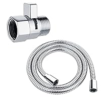 BRIGHT SHOWERS Dual Shower Head Combo Set with High Output Shower Filter for Hard Water59 Inches Cord Stainless Steel Hand Shower Hose and Matching Brass Shower Head Shut Off Valve with Handle Lever