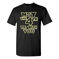 May The 4th Be With You Adult Black T-Shirt Tee (X-Large)