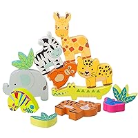Orange Tree Toys: Stacking Jungle Animals - Wooden Animal Shaped Blocks, Stack & Play, Developmental Toy, FSC Certified, Toddlers & Kids Ages 1+