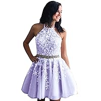 Women's Cocktail Dress Appliques Short Party Gowns 2020 Beadeds Halter Homecoming Dress