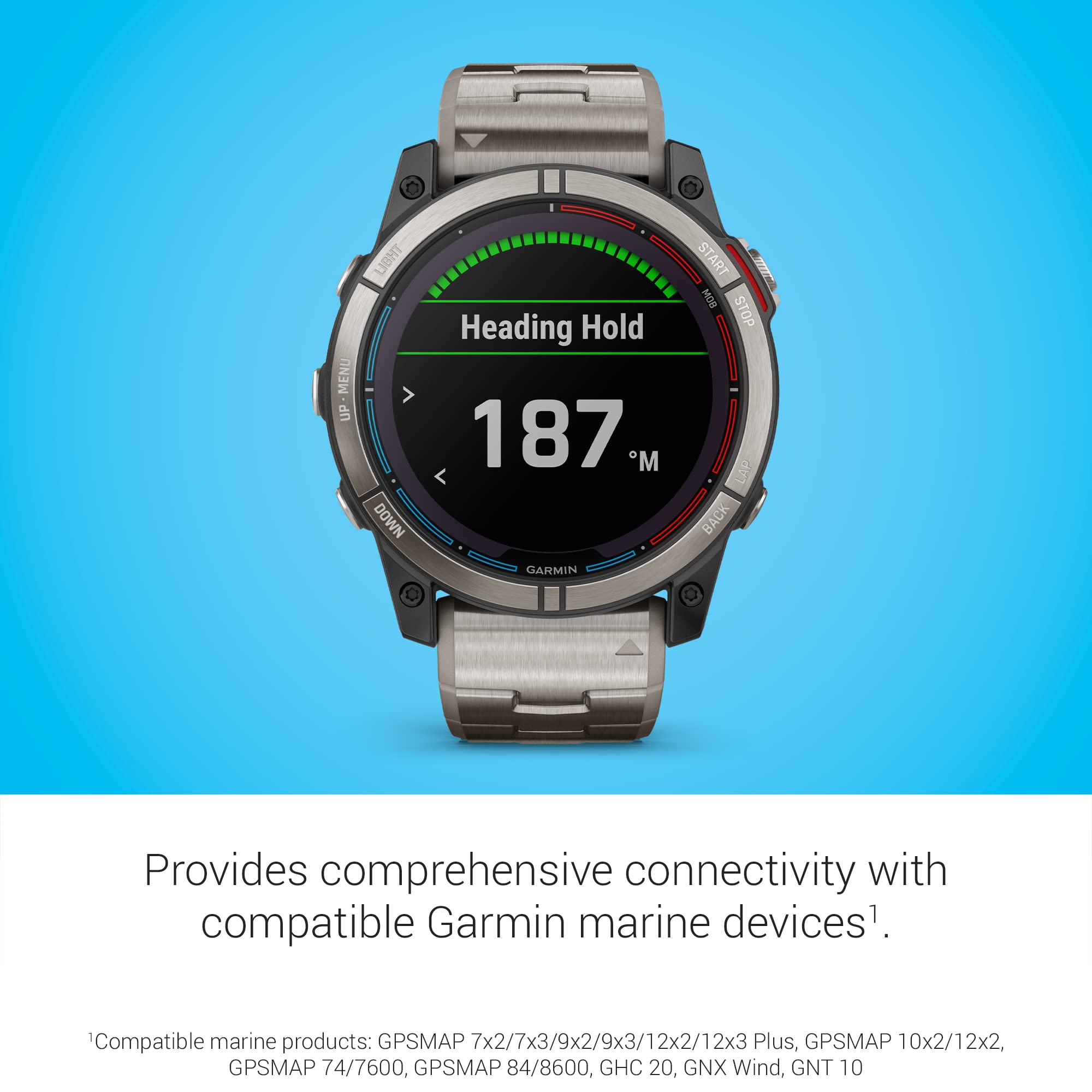 Garmin quatix® 7X Solar Edition, Marine GPS Smartwatch, Solar Charging Capabilities, Durable Watch with Flashlight, Tide Changes and Anchor Drag Alerts, Waypoint Marking