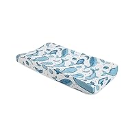 Crane Baby Stretchy Changing Pad Cover, Breathable Changing Pad Cover for Boys and Girls, Whale, 16”w x 32”h