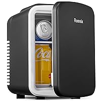 Mini Fridge, 3.7 Liter/6 Can Portable Cooler and Warmer Personal Refrigerator for Skin Care, Cosmetics, Beverage, Food,Great for Bedroom, Office, Car, Freon-Free (Black)