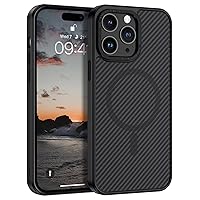 YINLAI Case for iPhone 14 Pro 6.1-Inch, Magnetic [Compatible with Magsafe] Carbon Fiber Support Wireless Charging Men Women Slim Metal Lens Frame+Buttons Shockproof Protective Phone Cover, Black