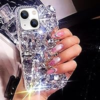 Bonitec Compatible with iPhone 15 Case for Women 3D Glitter Sparkle Bling Case Luxury Shiny Crystal Rhinestone Diamond Bumper Clear Gems Cute Protective Girly Case Girls Cover