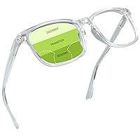 Progressive Multifocus Reading Glasses, Spring Hinge Blue Light Blocking Glasses for Women Men, No Line Multifocal Readers with Clear Lenses (+0.00/+1.50 magnification)