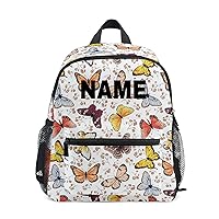 Custom Personalized Butterfly Kids Backpack for Boys Girls Toddler Backpack with Chest Strap Name Tag Preschool Backpack 3-8 Years Old