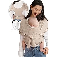 Konny Baby Carrier Flex Elastech Premium Material - Adjustable, Easy to Wear and Wrap Baby Sling, Perfect for Newborn Babies Essentials up to 44 lbs(XS-XL) - Beige