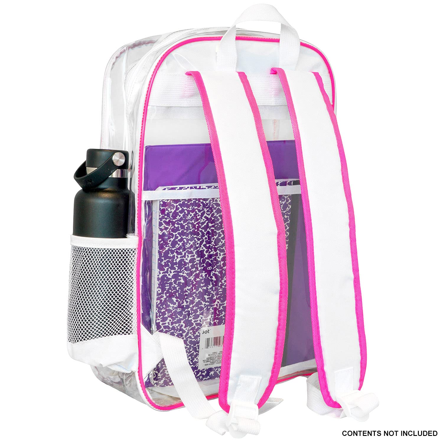 Meister All-Access Clear Backpack - Meets School & Event Security Bag Requirements - Pink / White
