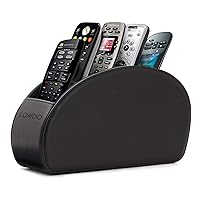 Remote Control Holder with 5 Pockets - Store DVD, Blu-Ray, TV, Roku or Apple TV Remotes - PU Leather with Suede Lining - Slim, Compact Living or Bedroom Storage