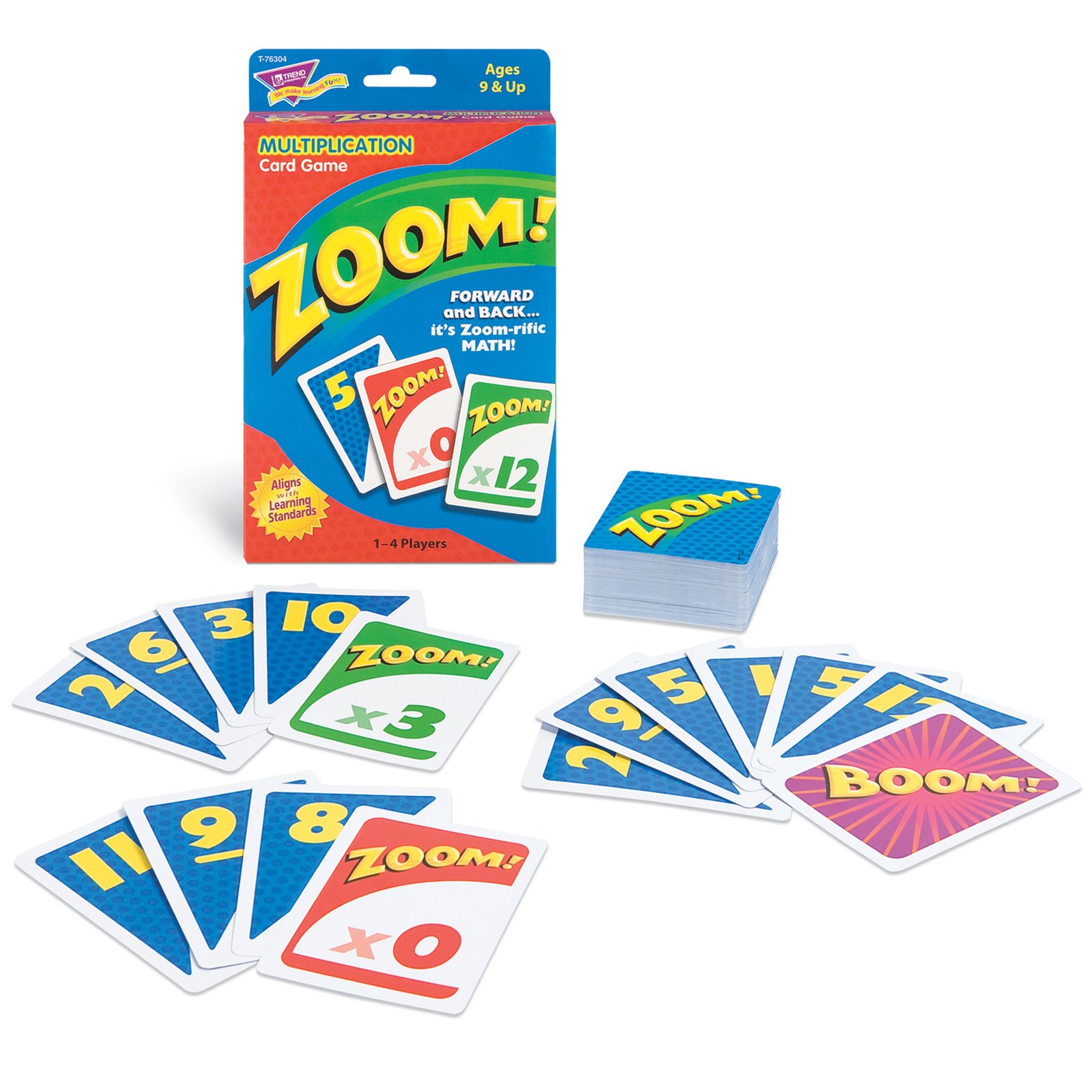 TREND ENTERPRISES: Zoom! Multiplication Card Game, Use Addition Skills, Build Multiplication Skills, Test Probability, Surprise Cards Send Scores to Zero, 1 to 4 Players, For Ages 9 and Up