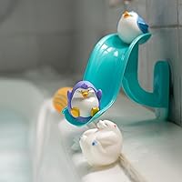 Nuby Penguin Slide Bath Toy Play Set with 4 Bath Squirters - Baby Bath Toys for Boys and Girls 12+ Months - Suction Cup Toy Attaches to Shower Wall