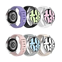 MoKo 6 Pack Straps Compatible with Samsung Galaxy Watch 6 5 4 Strap 40mm 44mm/6 Classic 43mm 47mm/5 Pro 45mm/4 Classic 42mm 46mm/3 41mm/Active 2, 20mm Soft Silicone Rugged Sport Band, Multi Color A