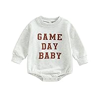 Kaipiclos Toddler Baby Football Outfit Game Day Long Sleeve Sweatshirt Romper Newborn Infant Fall Winter Bodysuit Clothes