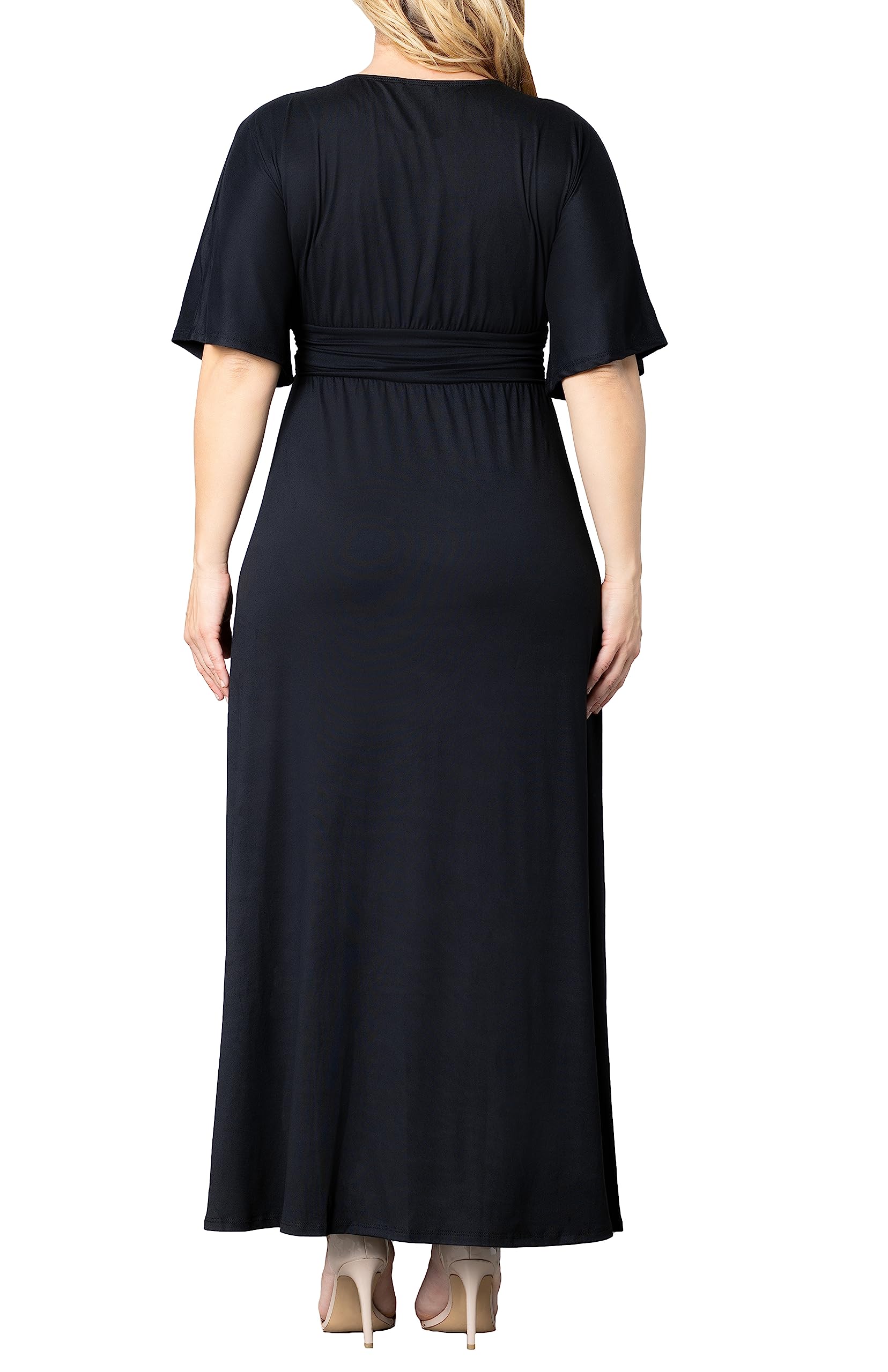 Kiyonna Women's Plus Size Vienna Maxi Dress | Long Dress with Sleeves for Special Occasions, Work, Weekend, or Vacation