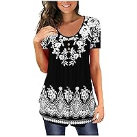 Womens Tops,Aztec Short Sleeve Sexy Shirt Summer Round Neck Printed Fashion Top Casual Blouse Trendy Tees