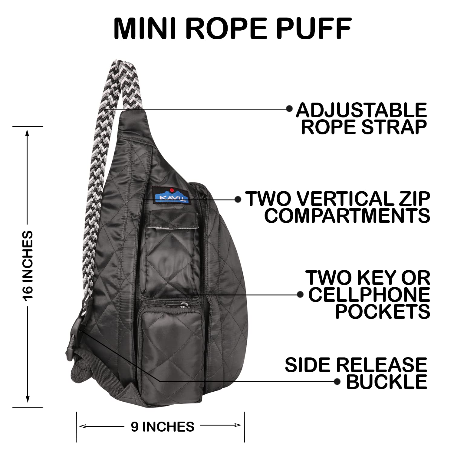 KAVU Mini Rope Puff Diamond Quilted Mini Sling Pack