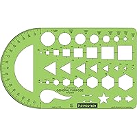 Staedtler Template, Geometric Shapes/Symbols, Protractor, Inch Scale, 9.5 x 5.5 Inches (977102)