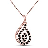 14k Rose Gold Plated Alloy 0.25 ct Round Cut Black Sapphire Drop Pendant Necklace with 18'' Chain