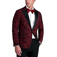 Men's Slim Fit Floral Pattern Peak Lapel Tuxedo Dinner Jacket